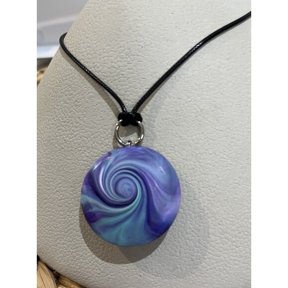NEW Handmade Retro Art To Wear Purple Polymer Clay Bead Silver Tone Necklace - Picture 4 of 7